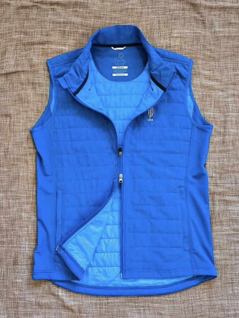 Swannies Warren Golf Vest Quilted Full-two Way Zip Blue Medium EUC